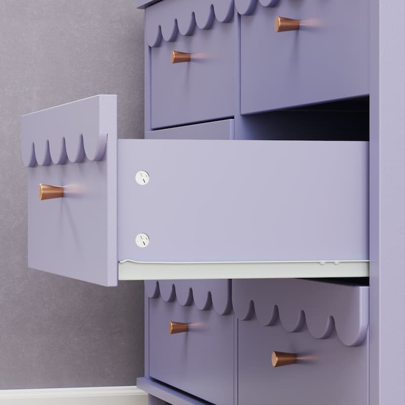 Whimsical Cloud Dresser with 6 Drawers Cute Kids Bedroom Storage