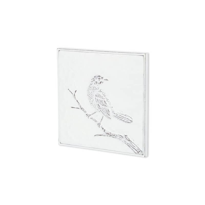 HomeRoots 10" X 10" White Bird Metal Square Hanging Wall Decor