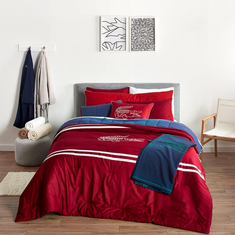 Lacoste Embroidered Big Croc 3-Piece Cotton Comforter Set