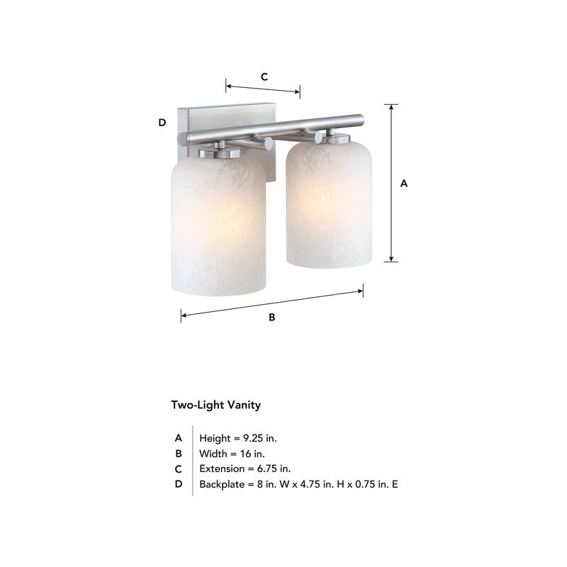 Bluestone Ridge 16 in. 2-Light Brushed Nickel Vanity Wall Light for Bathrooms - 5
