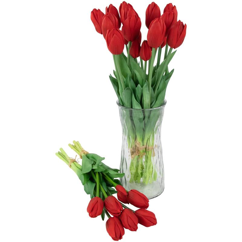 real touch™ red artificial tulip floral bundles set of 6 18"
