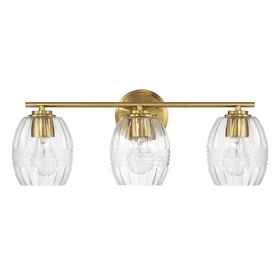 Three Lights Vanity With Clear Glass for Bathrooms above Mirror Wall Lamp - Satin Brass