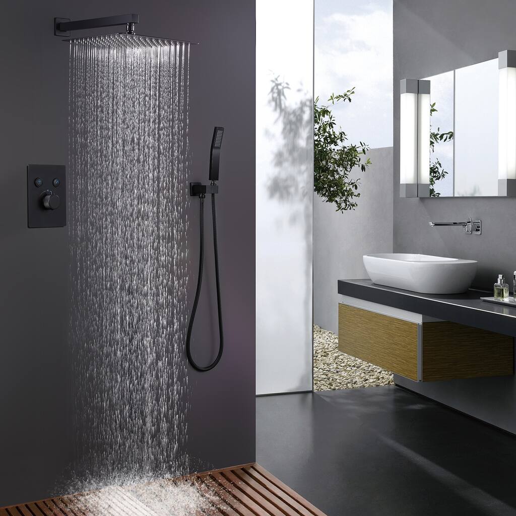 Luxury Thermostatic Complete Shower System With Coarse Inlet Valve - 22.04W inches X13.78D inches X7.87H inches