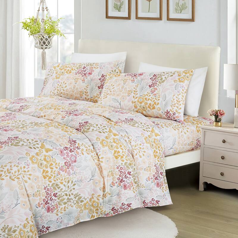 Floral printed sheet set - Queen - Multi-color
