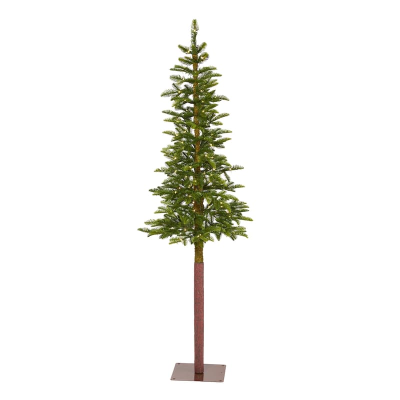 6ft. Alpine Artificial Christmas Tree with 100 Clear Microdot Multifunction LED Lights - Minimalist Festive X-Mas Tree