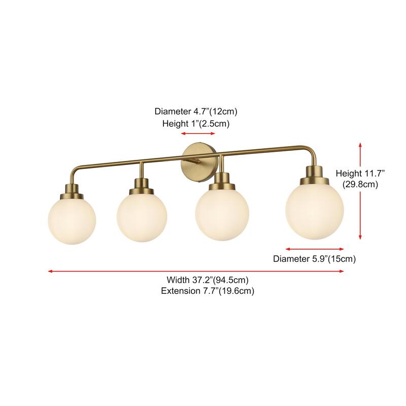 Elegant Lighting LD7036W38 Hanson 4 Light 37" Wide Vanity Light