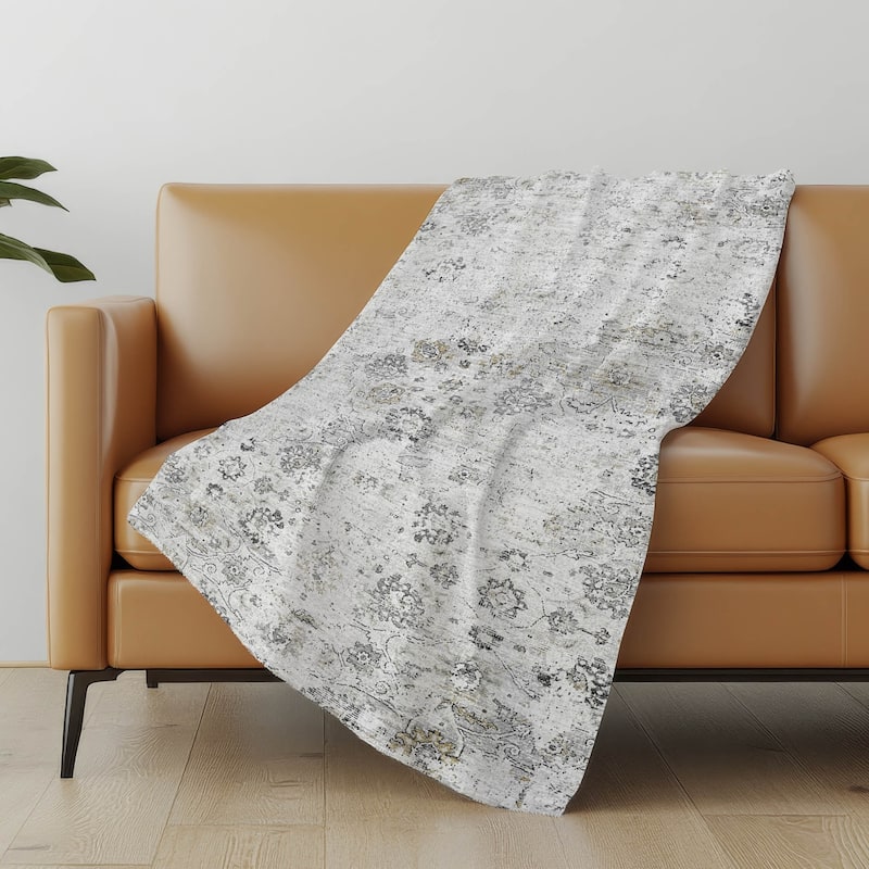 Premium Machine Washable ASB92 Vintage Traditional Sherpa Throw Blanket - Dove - 4'2" x 5'10"