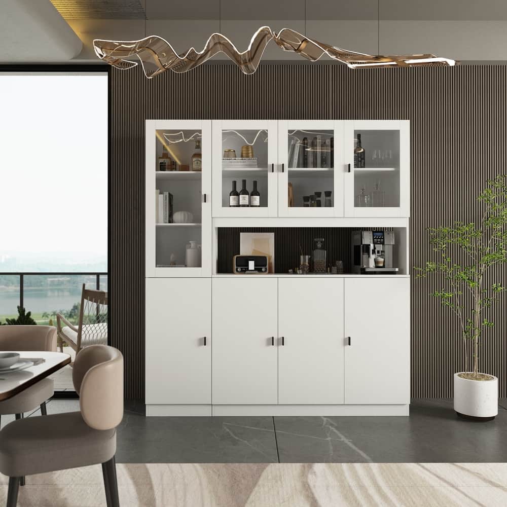 Timechee Combined Bookcase Display Cabinet Pantry Kitchen Cabinet