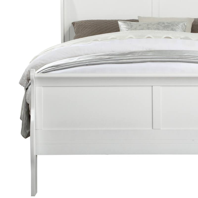 Elegant White Twin Sleigh Bed with Storage Drawer