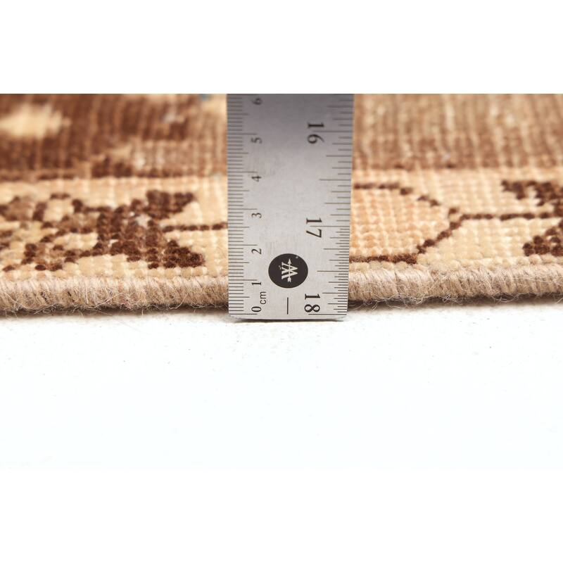 ECARPETGALLERY Hand-knotted Antalya Vintage Tan Wool Rug - 6'4 x 9'1