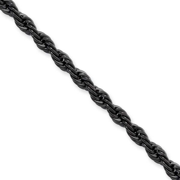 Stainless Steel IP Black-plated 4.0mm 20in Rope Chain (4 mm) - 20 in