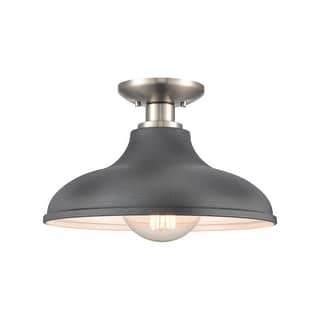 Elk Home Grenville Brushed Gold With White Shade 1 Light Semi Flush