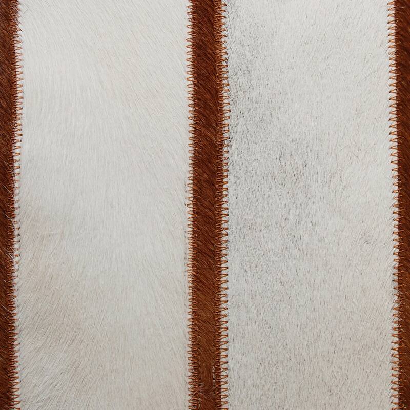 Vertical Striped Faux Leather Square Throw Pillow - 18" - White and Brown