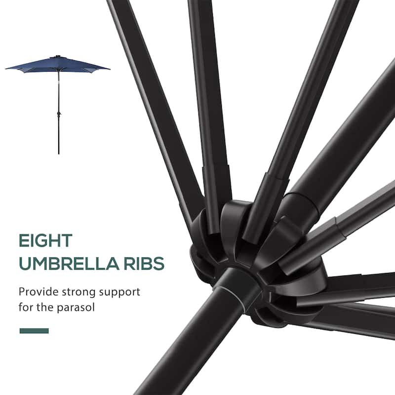 Outdoor Umbrella Lighted Patio Umbrella with Tilt Crank, for Garden Deck Backyard Pool Beach, Dark Gray