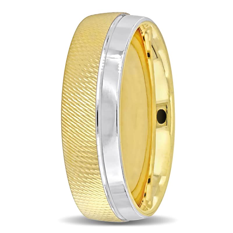 Miadora 6mm Textured Wedding Band in Two-Tone 14k Yellow and White Gold