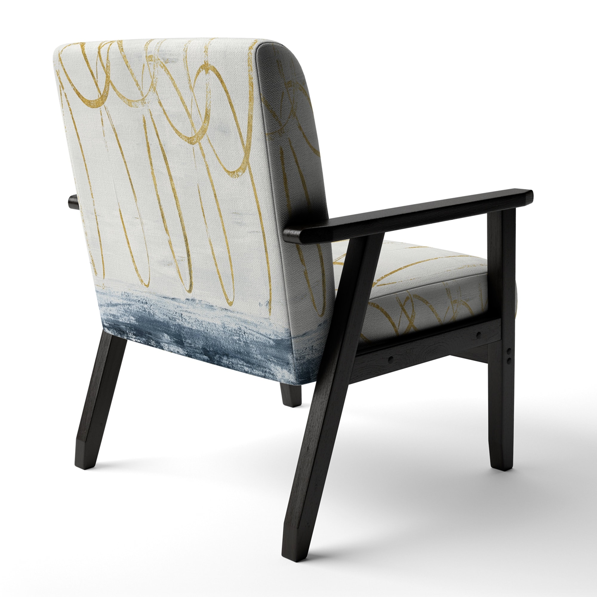 Modern Gold Geometric Abstract Fabric Upholstered Designart Chair-image