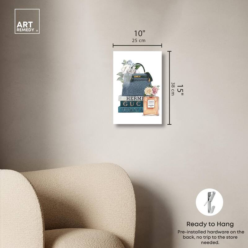 Books and Coco Orange Acrylic by Art Remedy, Ready to Hang