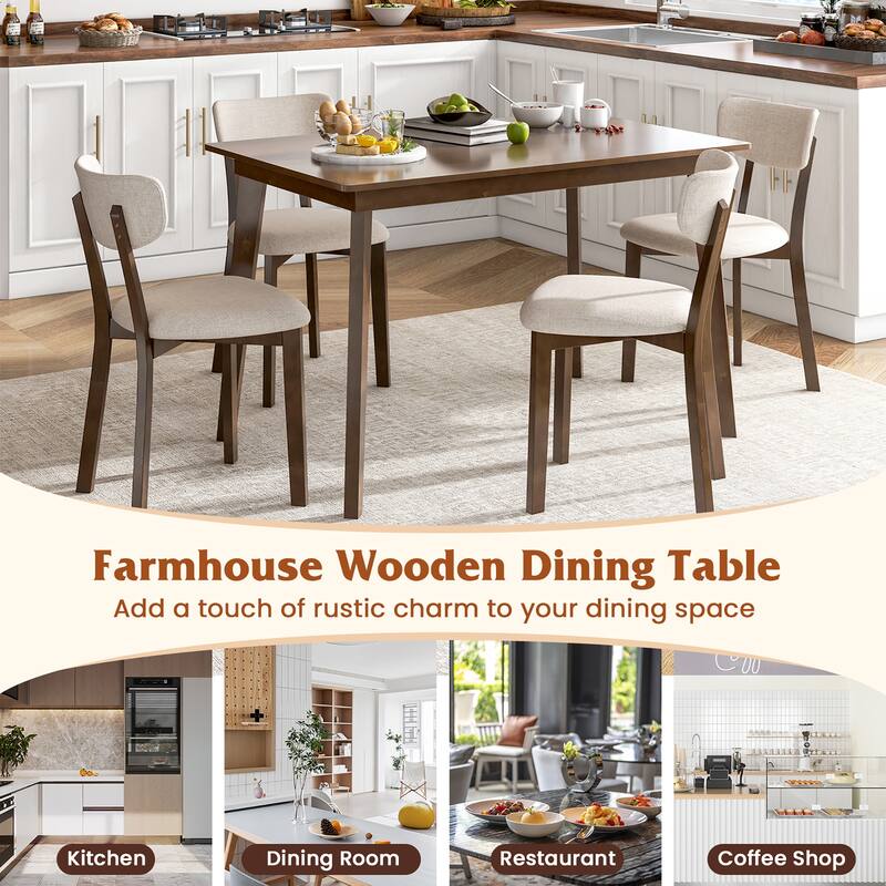 Gymax 48'' Wooden Dining Table for 4 People w/ Rubber Wood Legs for