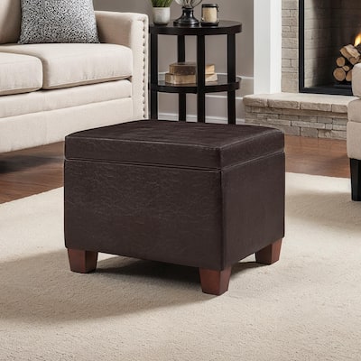 Multipurpose Storage Ottoman with Padded Top for Seating, Coffee Table Use and Hidden Storage Organization