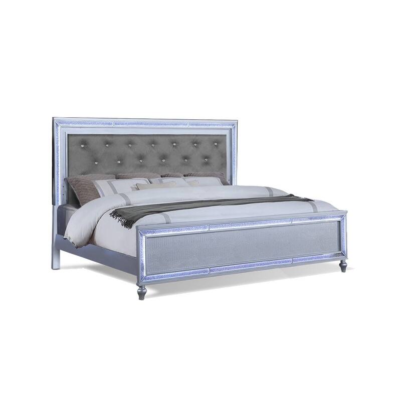 Giana Crystal Tufted Headboard w/LED lights Bedframe
