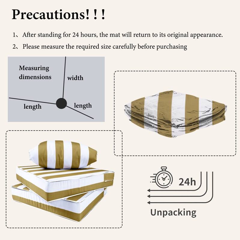 14pcs Outdoor Couch Cushions,4" Waterproof Sectional Rattan Conversation Set Cushions(Only Cushions+Covers,No Sofa) - 14PCS