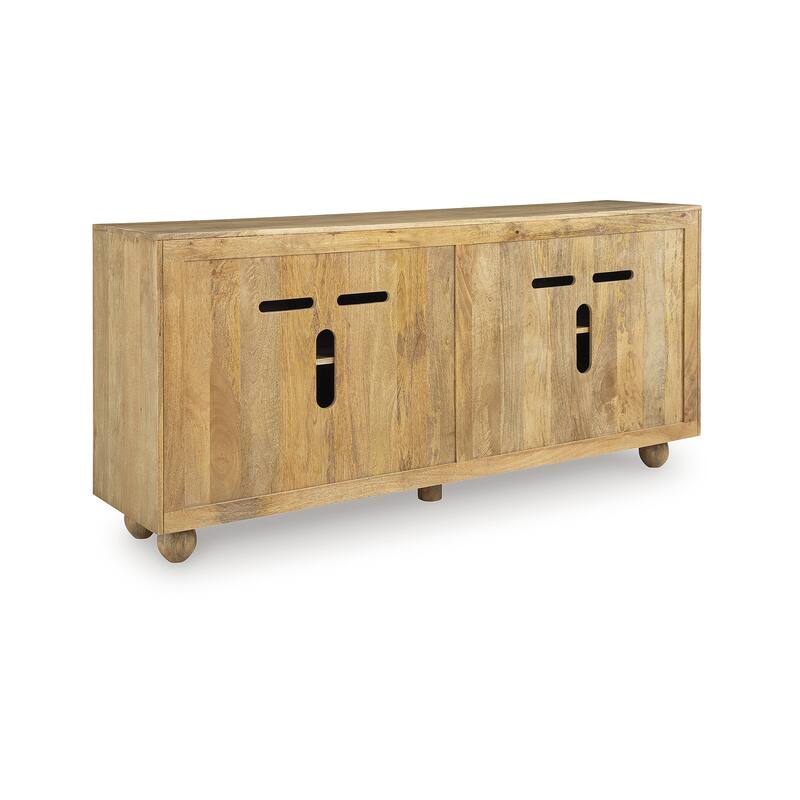 Signature Design by Ashley Niam Light Brown Accent Cabinet - 68" W x 16" D x 32" H