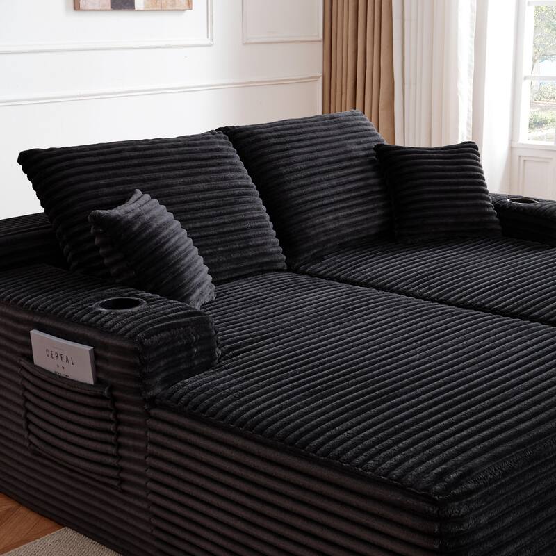 Oversized Boneless Double Chaise Lounge, Sectional Deep Seat Cloud Couch, Oversized Compressed Loveseat Sleeper Sofa