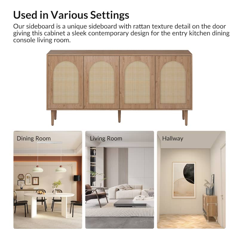Uirico Multifunctional Buffet Sideboard Cabinet with Rattan Design by HULALA HOME