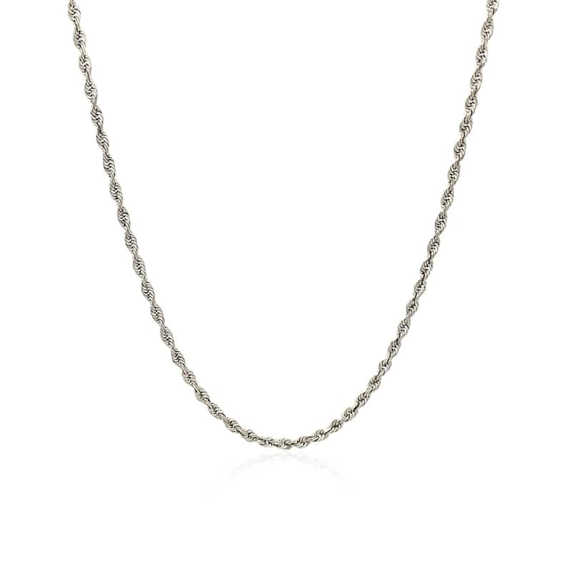 MayaMila 10k White Gold Solid Diamond Cut Rope Chain 1.5mm