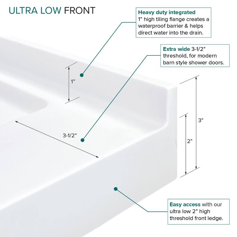 Transolid FSL3636C FSL-Series 36" x 36" Square Shower Base with Single