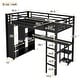 preview thumbnail 16 of 22, Black Metal Loft Bed Frame with Built-in Wardrobe, Desk and Shelves