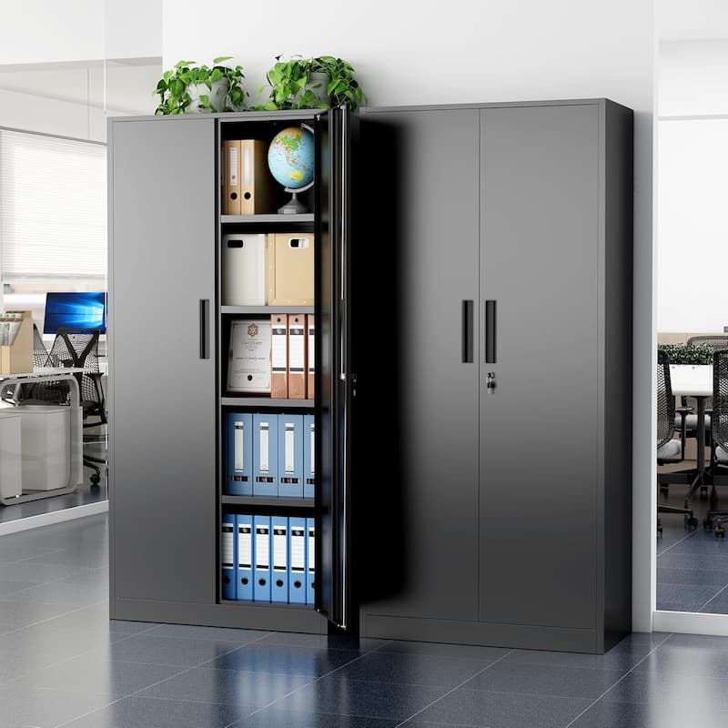 71 inch Garage Storage Cabinet Shelving Kitchen Pantry Locker with Adjustable Shelves for Office, Garage, Home, Pantry