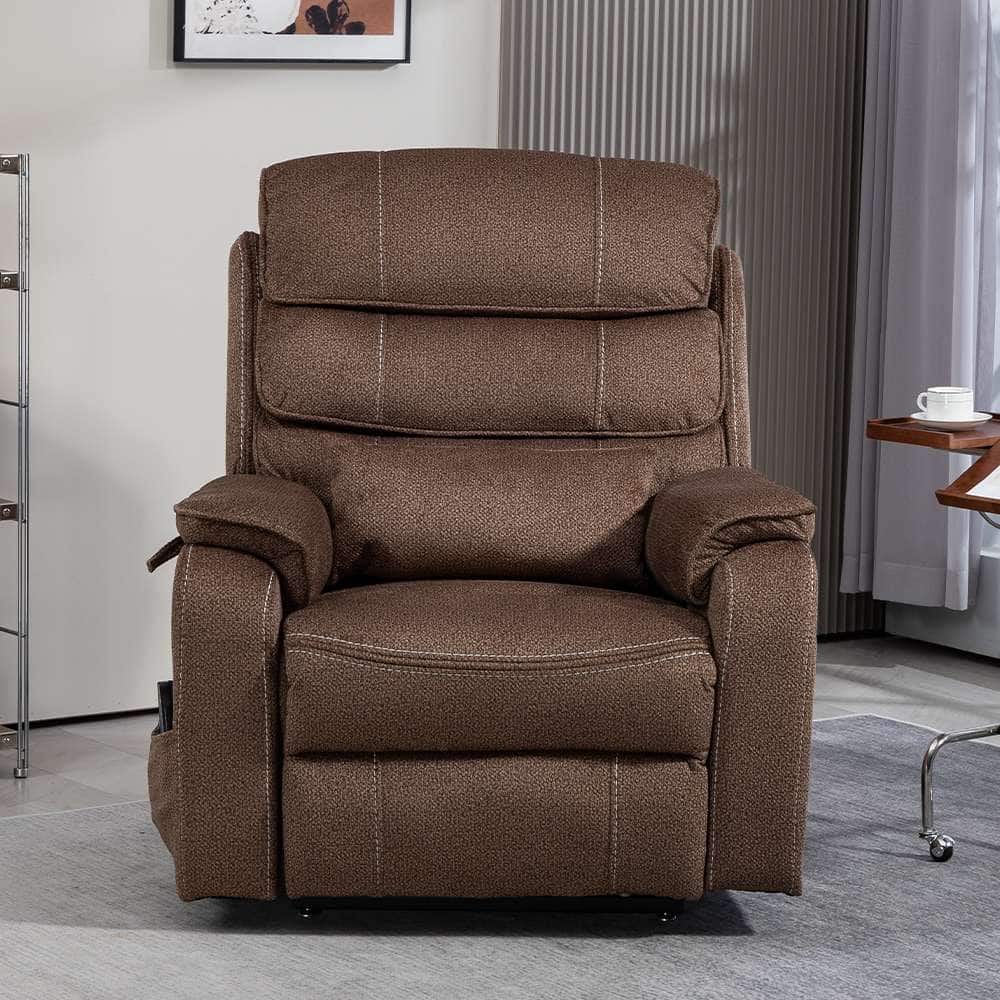 Dual Motor Oversized 180° Lay Flat Chenille Power Lift Recliner Chair with Retractable Tray, Wireless Charge