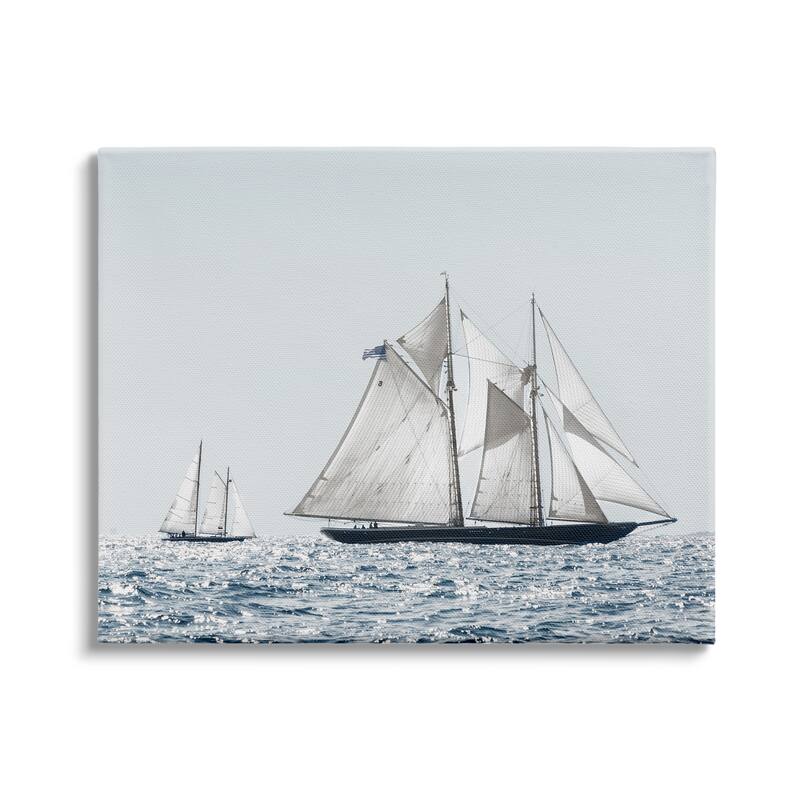 Stupell Traditional Sailboat Vessel Boat on Water Photography Canvas Wall Art - White - 30 x 24