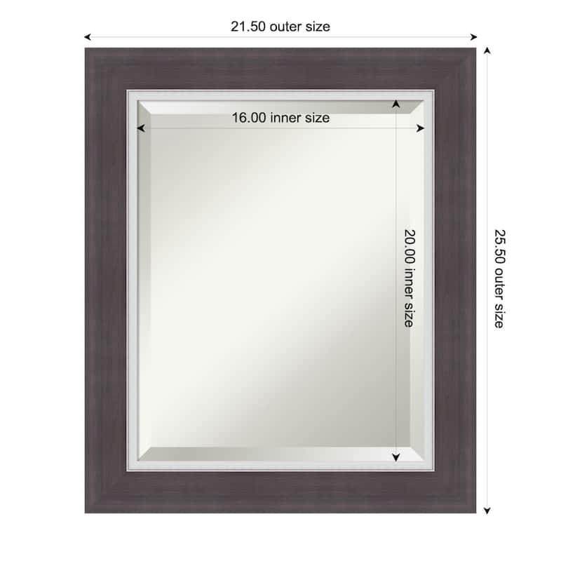 Ellie Beveled Framed Bathroom Vanity Wall Mirror - Ellie Brown Silver - 22 x 26 in