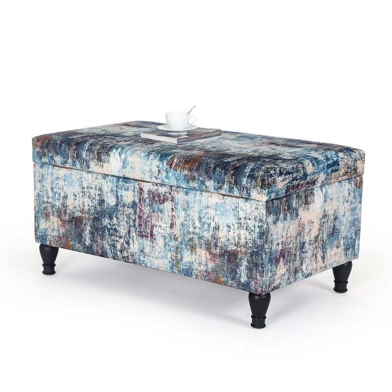 Adeco French Storage Ottoman Footstool Bench with Lift Top
