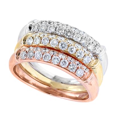 Effy Women's 14K White, Yellow & Rose Gold Diamond Ring