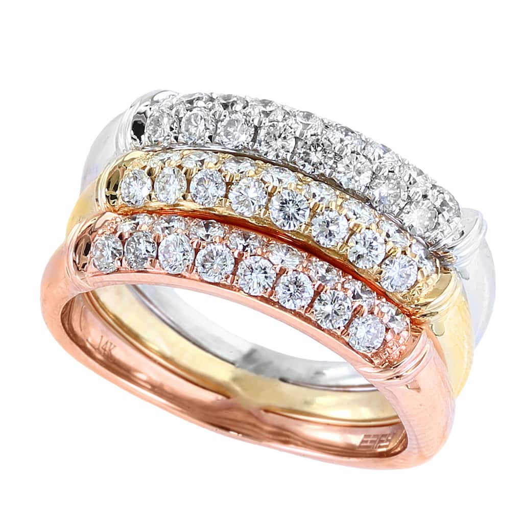 Effy Women's 14K White, Yellow & Rose Gold Diamond Ring