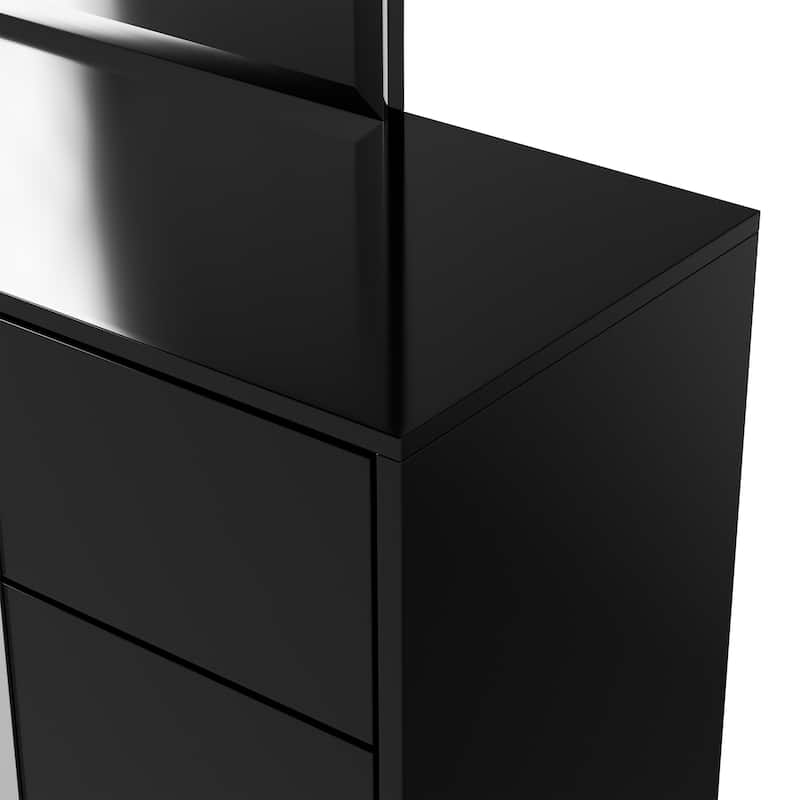 Furniture of America Erina Modern Glossy 2-Piece 6-Drawer Dresser and Mirror Set