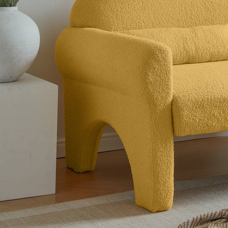 Modern lambs wool fabric accent sofa chair with lumbar pillow for