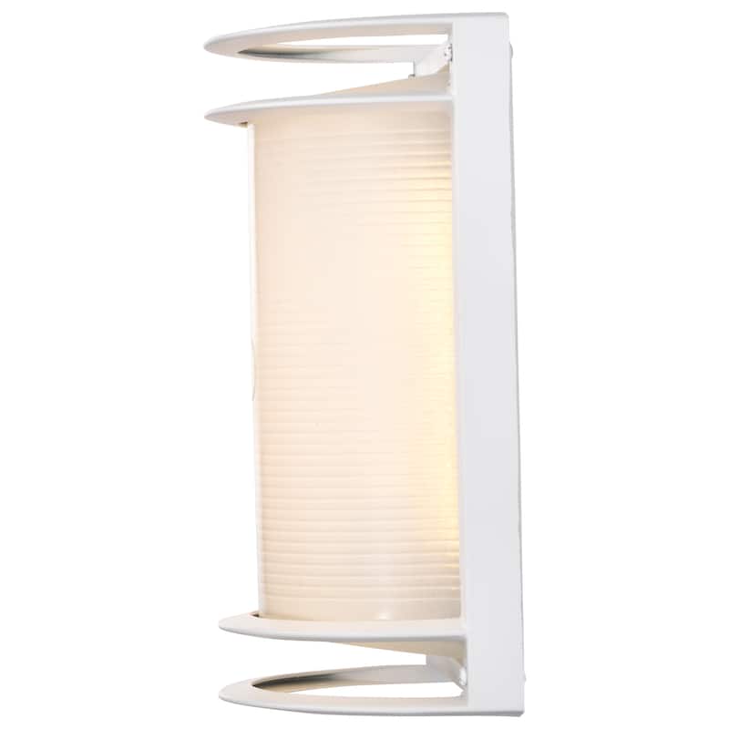 LED Rectangular Bulk Head Fixture White Finish with White Glass