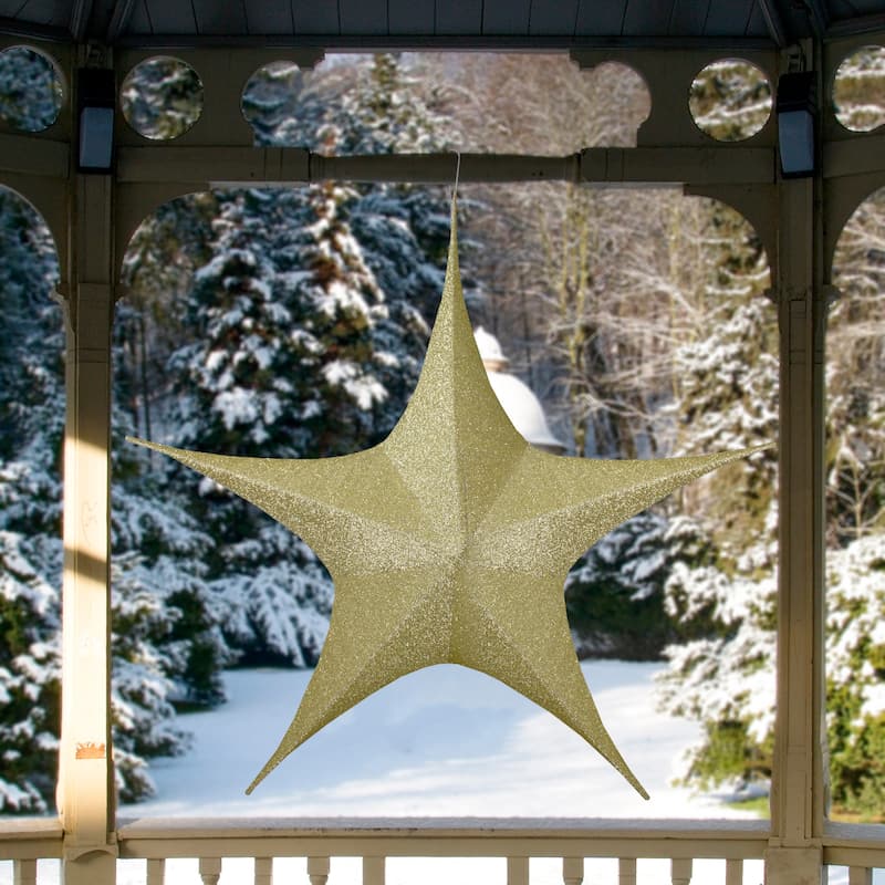 44" Tinsel Foldable Christmas Star Outdoor Decoration