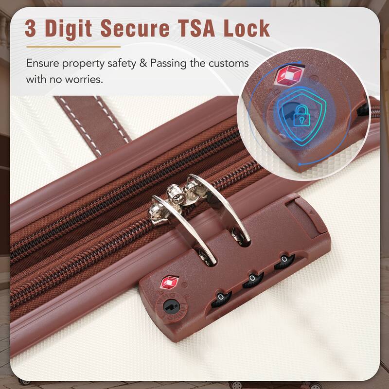 4 Pieces Hardshell Luggage Sets, 20"+24"+28" Luggages and Cosmetic Case Set Spinner Suitcase Set with TSA Lock