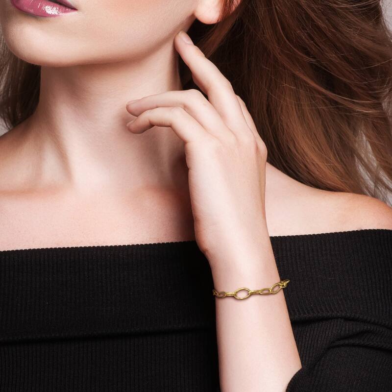 Miadora 10mm Oval Link Bracelet 14K Yellow Gold-8 in