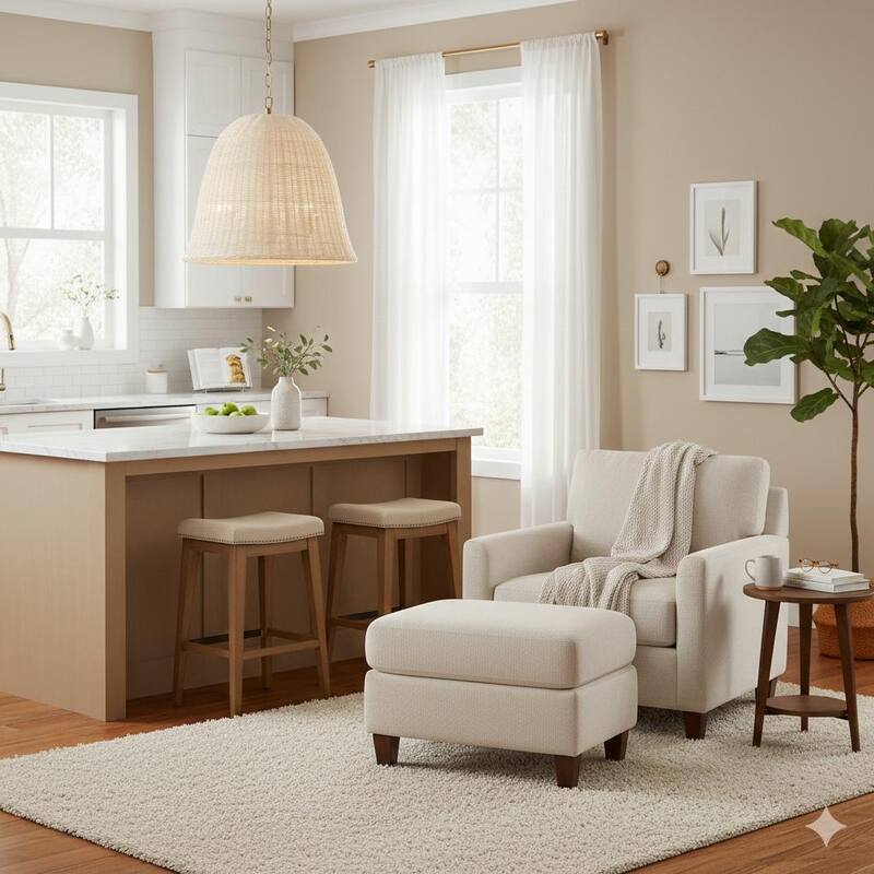 Transitional 6-Light Natural White Vine Basket Chandelier