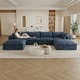 preview thumbnail 110 of 147, Modular Sectional Sofa Corduroy Upholstered Sleeper Sofa Convertible Cloud Accent Couch Deep Seat Chaise Lounge, DIY Combination 4 Seat with 2 Otto - Blue