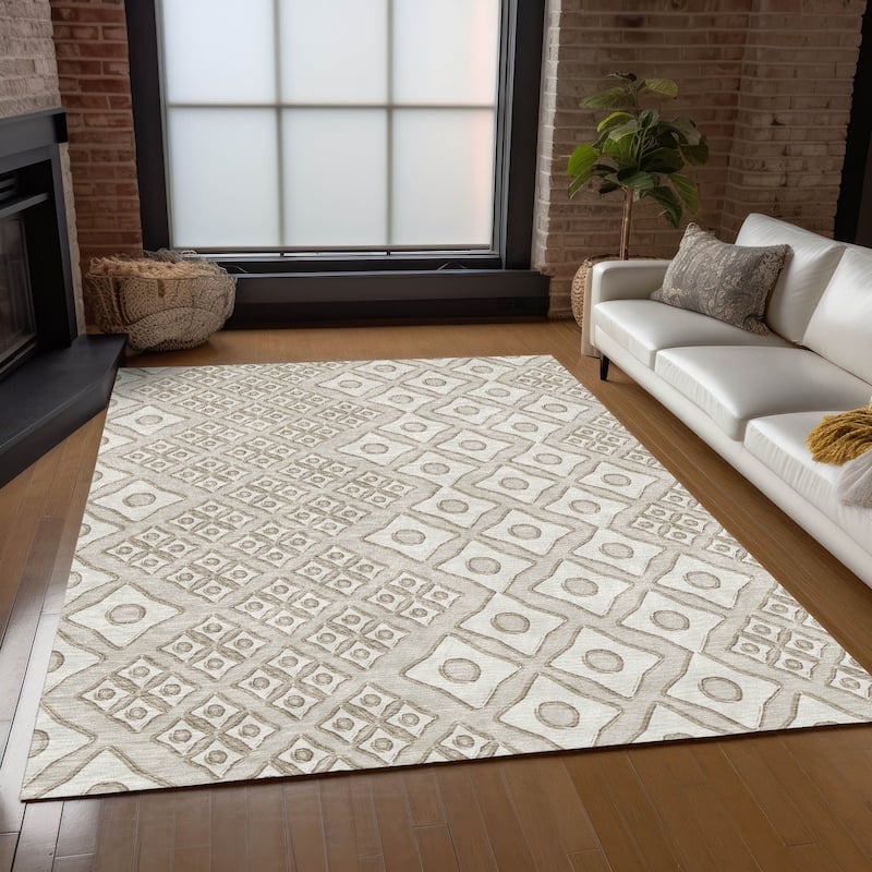 Machine Washable Indoor/ Outdoor Chantille Diamond Rug
