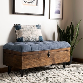 SAFAVIEH Liam Tufted Cocktail Ottoman - Navy