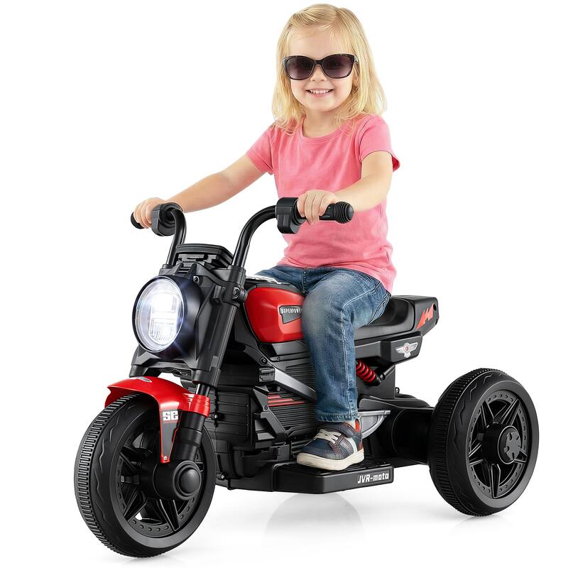 Gymax 6V Kids Motorcycle w/Song Story LED Headlights Accelerator - Red & Black