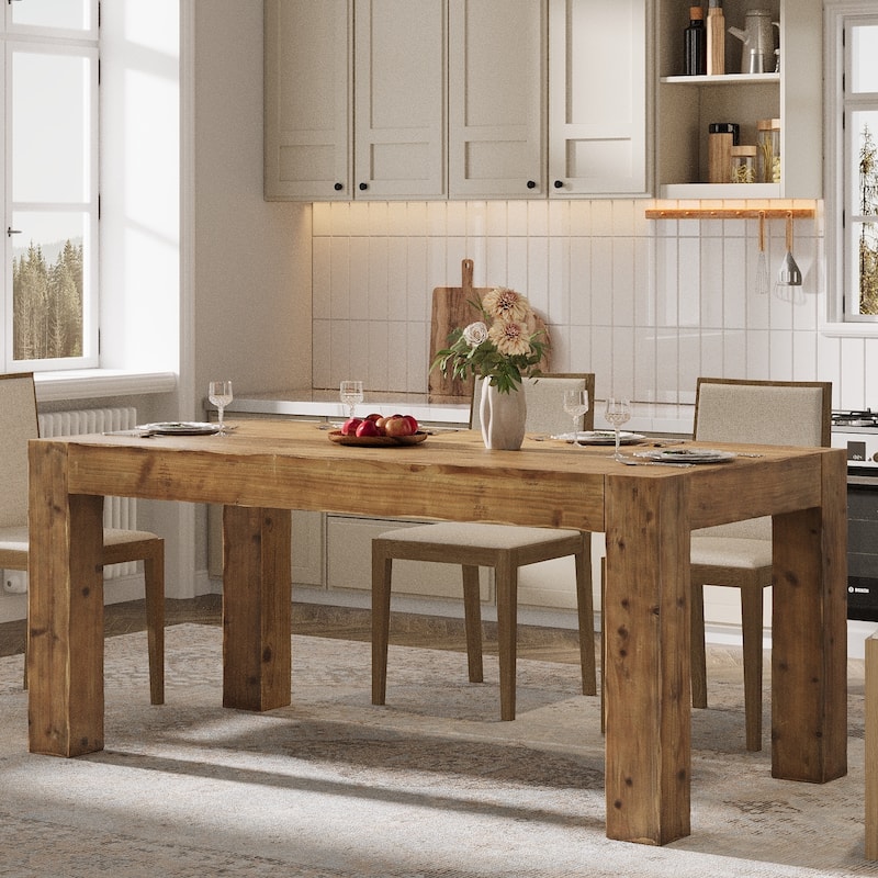 63-Inch Solid Wood Dining Table for 4-6 - 31.5" D x 63" W x 29.92" H